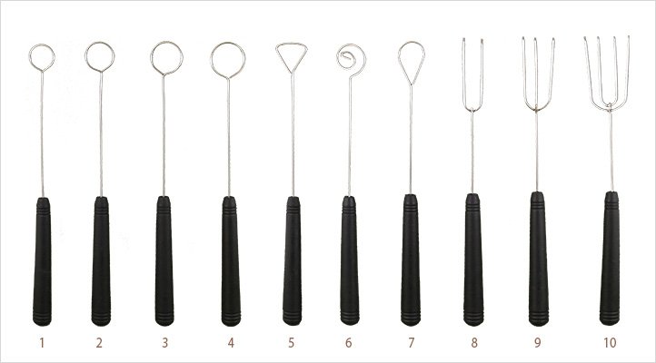 A small selection of the available dipping forks